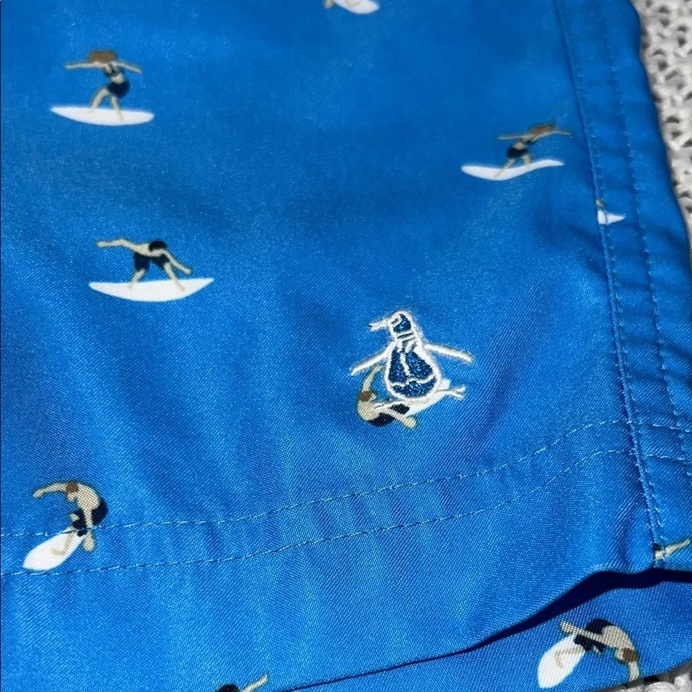 Original Penguin Light Blue Swim Trunks with Seagull Design